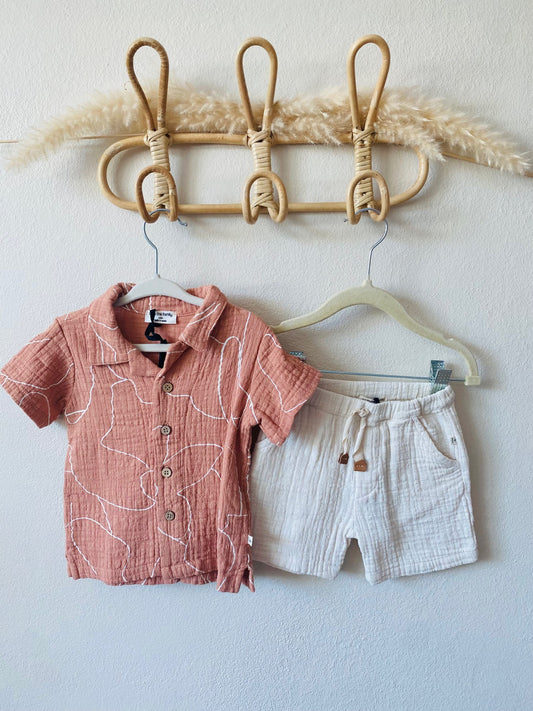 ADRIAN apricot set : shirt +shorts